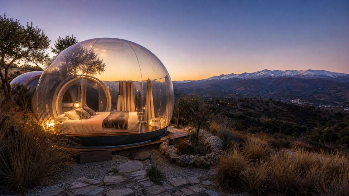 Glamping burbuja en Granada y Sierra Nevada: guía práctica para una noche bajo las estrellas